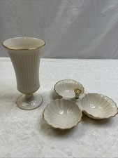 Lenox Symphony Porcelain Flared Vase Gold Trim, Made in USA