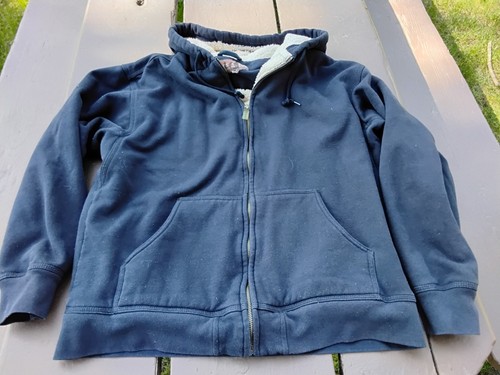 Mens L Blue Moose Creek Hoodie Cream Sherpa Lined full zip - Picture 2 of 5