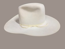 NOS Vintage Stetson 5X Beaver White Cowboy Hat 7 5/8 Last Drop Liner