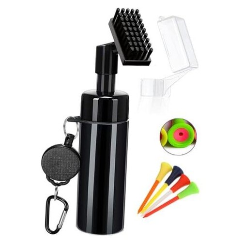 Golf Club Cleaner Brush Set - Retractable Brush with Zip-Line & Squeeze Water