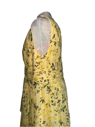 L.K.BENNETT LONDON YELLOW FLORAL TIERED 100% SILK LINED DRESS DR BOWER SIZE 18 - Picture 3 of 15