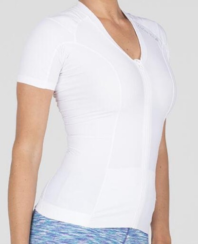 New Alignmed Postural Fitness Shirt White Zipper Pullover Women’s Size Large USA - Picture 1 of 10