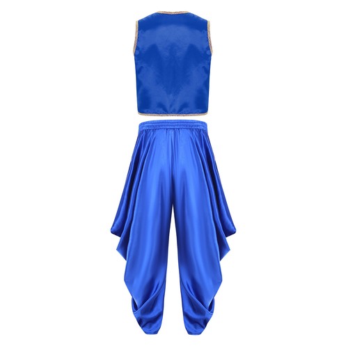 Costume uomo fantasia Halloween 2 pezzi principe arabo travestimento bordo oro top - Foto 76 di 104