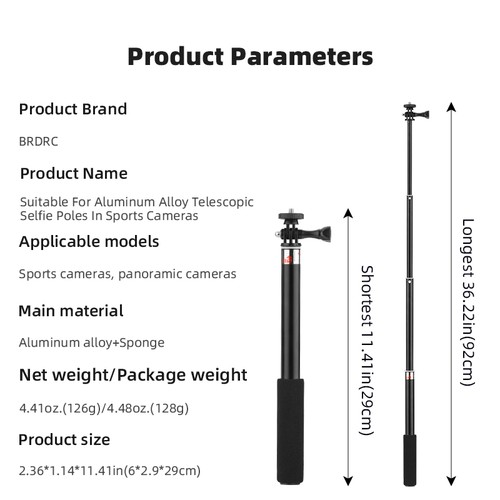 Extension Pole Selfie Stick for IInsta360/DJI Pocket 3 Series Camera Part - Photo 14 sur 15