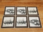 Vintage Table Coasters Set Ships In Donaghadee Harbour Northern Ireland Vinyl x6