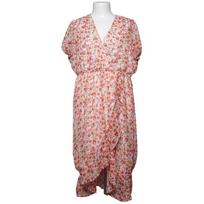 Zeeman, Wickelkleid, Größe: 46, Rot/Weiß/Mehrfarbig, Metallfaser/Polyester #ppo