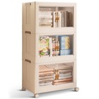 STORAGEBUD 3 Tier Large Stackable Storage Bins with Lids Open Front - White