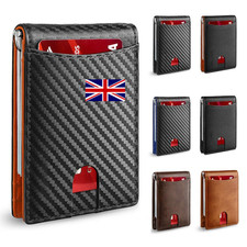 Genuine Leather Slim Wallet for Men RFID Blocking Credit Card Holder Money Clip