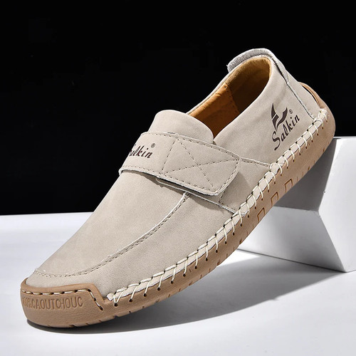 Men's Slip On Loafers Soft Leather Preppy Lightweight Breathable Driving Shoes - Picture 26 of 29