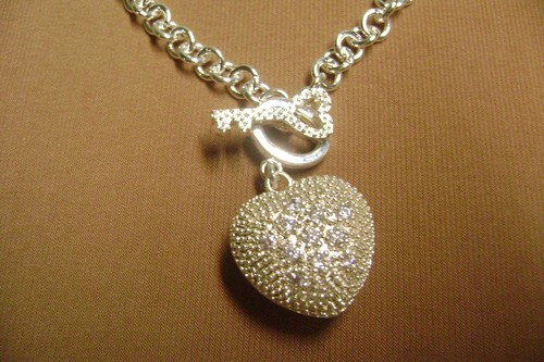 PULSERA MARCADA .925 PLATA ESTERLINA CRISTAL CORAZÓN HINCHADO - LLAVE 7.5" - 20 GRAMOS - Imagen 6 de 8