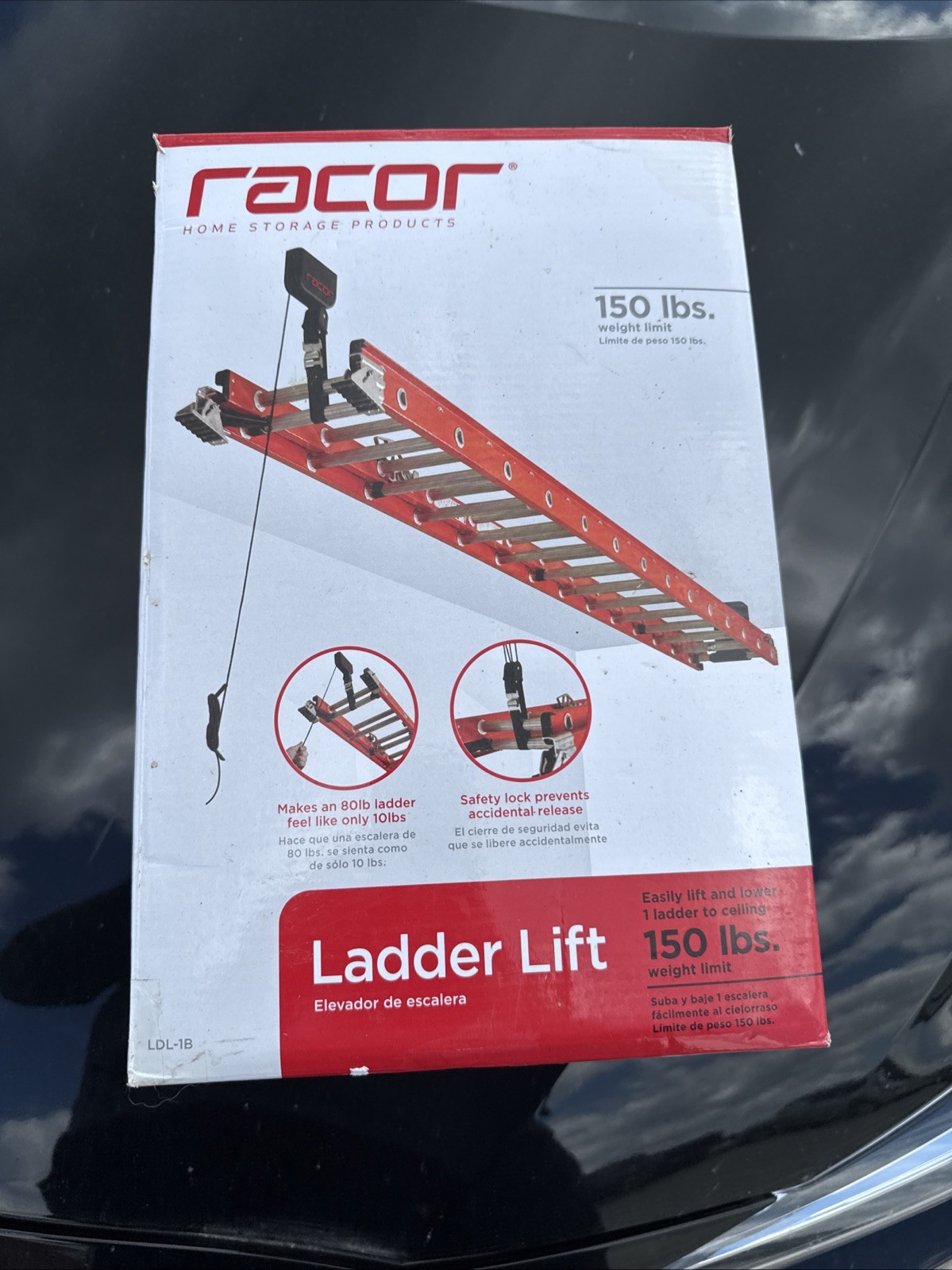 Racor Ceiling Ladder Storage Lift 150 lbs Garage Storage Uni