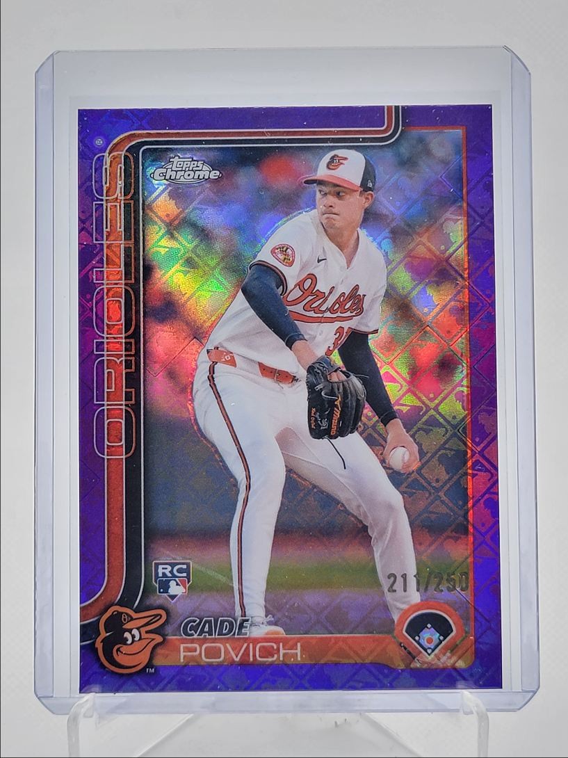 CADE POVICH 2025 TOPPS CHROME LOGOFRACTOR ROOKIE PURPLE RC /250 Q5189