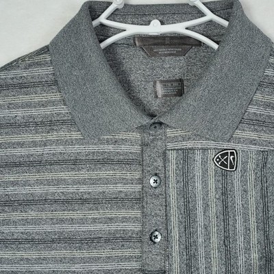 Vtg Nike Golf Tiger Woods Collection Grey Striped Mercerized Polo Shirt Size XXL