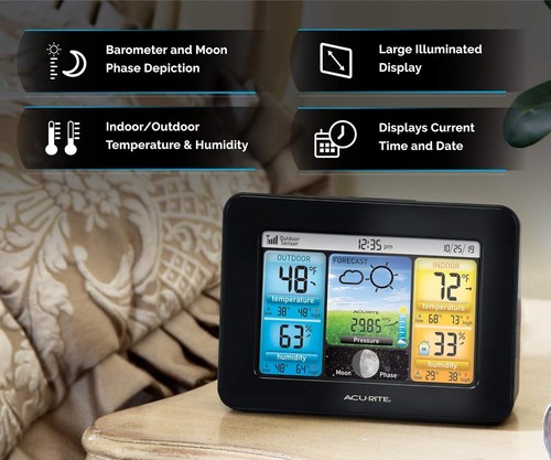 AcuRite Wireless Home Weather Station with Color Display, Indoor Black - Picture 8 of 9
