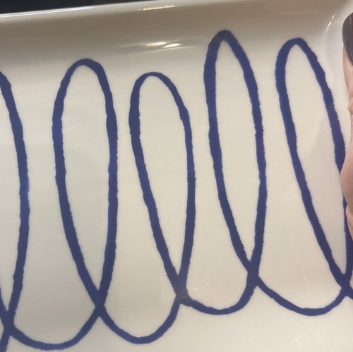 Kate Spade New York 10"x5" Rectangular Charlotte Street Blue Swirl Ceramic Tray - Picture 3 of 5