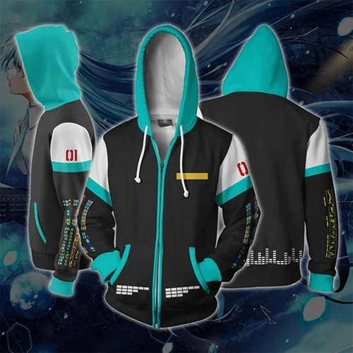 Hatsune Miku Anime Hoodie Cosplay Sweatshirt Mikuo Luo Tianyi Zip Jacke Mantel - Bild 16 von 21