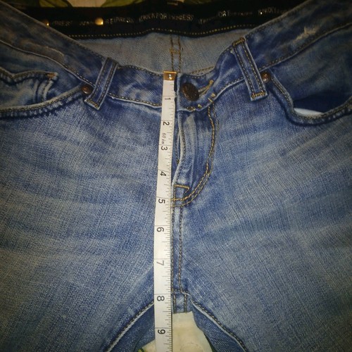 Jeans ReRock For Express taglio stivaletto donna taglia 6R (32Wx32L) vita bassa invecchiato - Foto 13 di 14