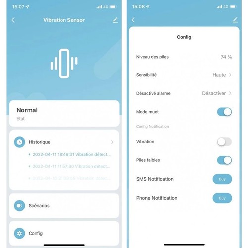 Sensore di Vibrazione Wi-Fi Smart Controllabile tramite App Alexa e Google Home - Picture 2 of 9