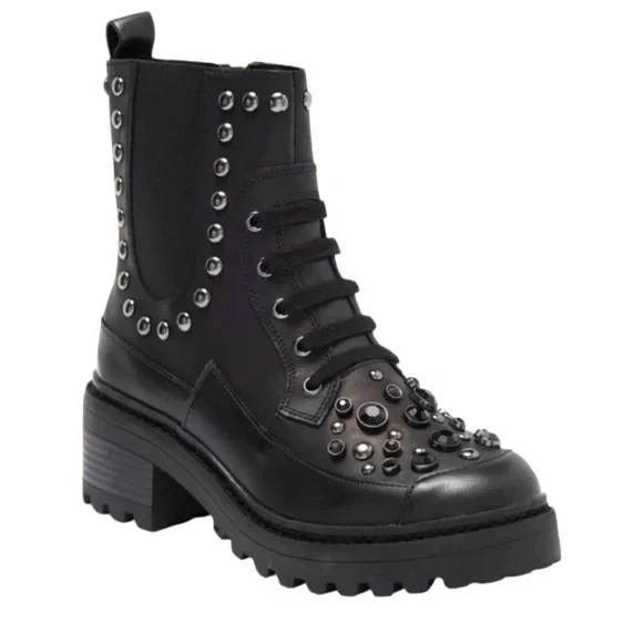 Botas Karl Lagerfeld Paris Breck Cuero Tachonado Negras Talla 9.5 $598 Foto 3 de 4