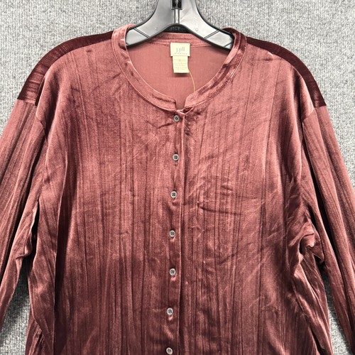 Top vintage J Jill XL púrpura terciopelo crujiente abotonado hada grunge vacaciones otoño - Imagen 2 de 7