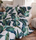 New ListingAmwan Teal Green Leaves KingDuvet 6 pc Set 102 W X 87” L 4 Shams Euc