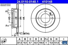 2x Bremsscheibe Ate 24-0110-0148-1 2 Bremsscheiben für Ford