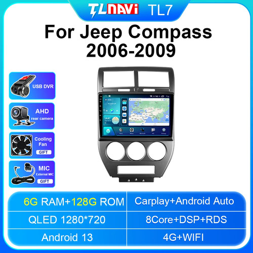 Für Jeep Compass 2006-2009 Auto GPS Carplay 9 Zoll Android Autoradio Player - Bild 31 von 34