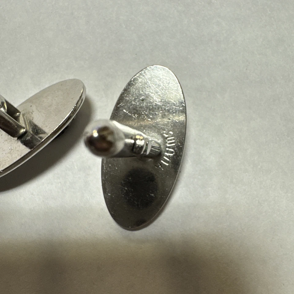 Gemelos vintage de joyería de plata con estrás de cristal Swank Foto 3 de 4