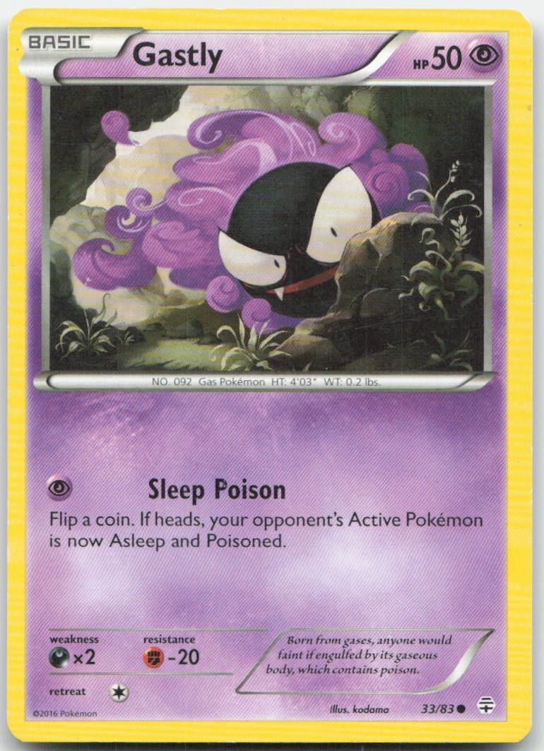 Gastly 33/83 Common Generations Pokemon Moderately Played