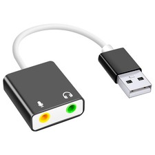 USB Audio Adapter External Sound Card for PC and Laptop  USB Microphon...