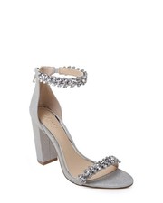 Jewel Badgley Mischka Mayra Ankle Strap Evening Shoe 8 Silver