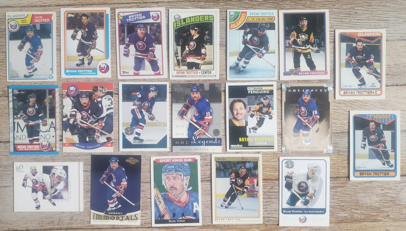 19 Different Bryan Trottier Hockey Card Lot-Islanders,  Penguins-Hall Of Fame