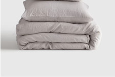 NWT QUINCE EUROPEAN LINEN DUVET COVER SET LIGHT GREY TWIN 2 PIECE MSRP 149.90