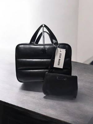 Steve Madden Black Cosmetic Bag with Pouch 12.5''x8.5''x4.5'' New With Tags
