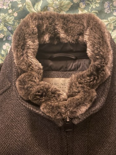 Neu ohne Etikett Marc New York Herren Kunstfellkragen Drk. Graue Wolljacke mit Reißverschluss Gr. L - Bild 8 von 8