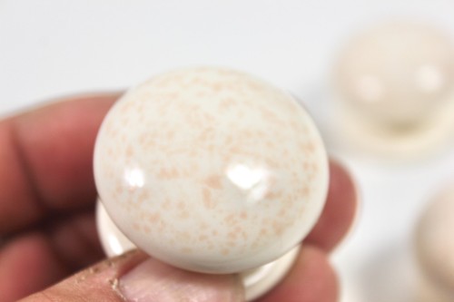 1980s Speckled Ceramic Drawer Knobs x6 TV Prop Cottagecore Neutral Kitchen DIY - Picture 7 of 10