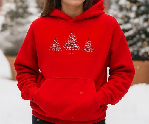 Weihnachten Familienreise 2025, personalisierter Unisex Hoodie, Sternenbäume (HOD) - Bild 3 von 4