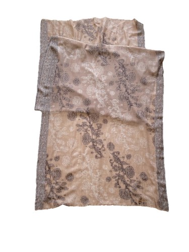 Loro Piana 100% Cashmere Flowers Vintage Fringe Rectangle Scarf 84"/30" Ex Con - Picture 2 of 7