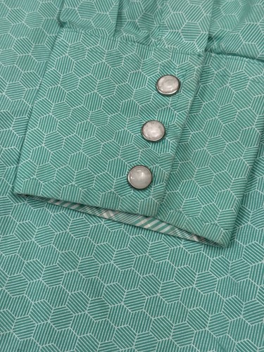 George Strait Troubadour Wrangler Shirt Mens Medium Turquoise Pearl Snap Cowboy - Picture 5 of 14