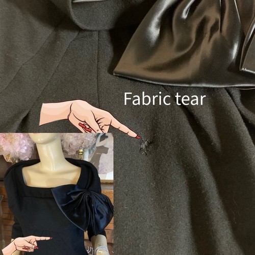 WOMEN'S CAROL CRAIG 1960'S BLACK WOOL BLEND COCKTAIL DRESS SIZE S - Picture 11 of 13