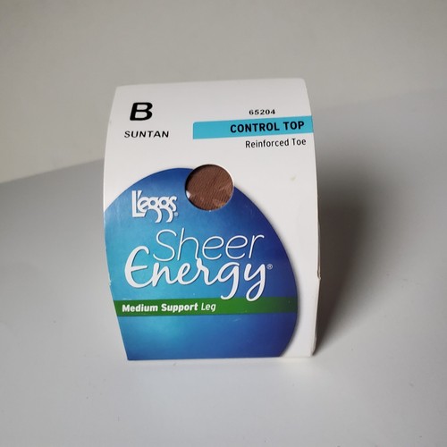 2 Leggs Sheer Energy Control Top Pantyhose Size B Medium Support Leg Suntan *Box - Picture 8 of 12