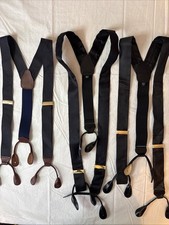 3 Pair MADE IN ENGLAND 100 SILK SUSPENDERS /BRACES BLACK