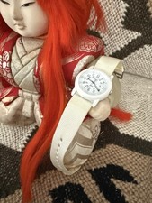 TIMEX TW Quartz Analog W/ White NYLON BRACELET White Dial Excellent JAPAN MODEL