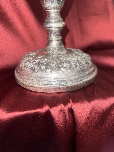 Kirk and Son Sterling Silver Repousse Candelabra Chased Floral Candle Holder - Picture 6 of 8