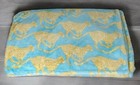 Martha Stewart Whim Throw Blanket Jungle Cat Cheetah Yellow Blue Soft NICE