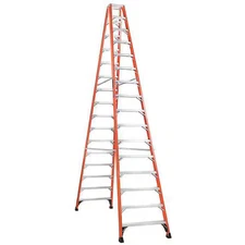 Louisville Fm1416hd 16 Ft Fiberglass Twin Stepladder, 375 Lb Capacity
