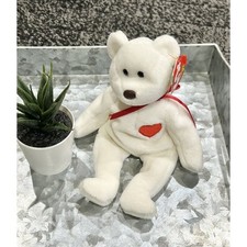 TY Beanie Baby - VALENTINO the White Bear With Red Heart Vintage Errors 94 /93