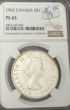 1962 Canada $1 Silver–NGC PL65–Voyageur Dollar