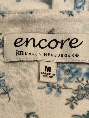 KAREN NEUBURGER Encore White Floral Tunic Gown 3/4 Sleeves Cotton Women’s M - Picture 5 of 9