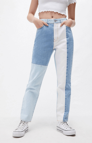 Pacsun Eco Hopper Patch Color Block Mom Jeans 26 - Picture 2 of 8